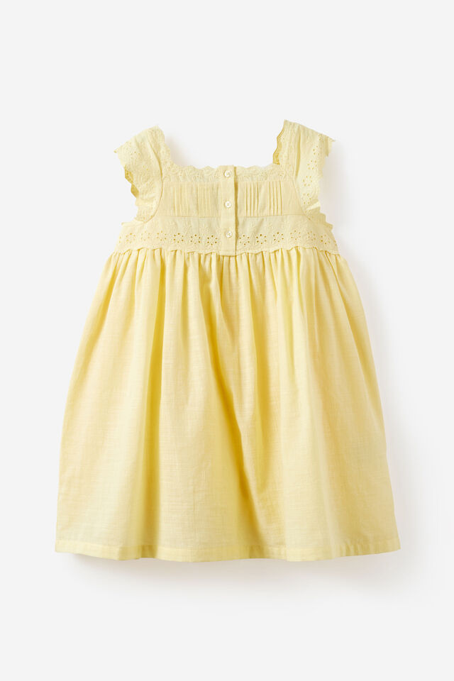 Babydoll Flutter Sleeve Dress, BABY YELLOW