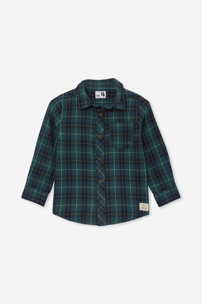 Rugged Long Sleeve Shirt, NAVY BLAZER/PINE TREE GREEN PLAID