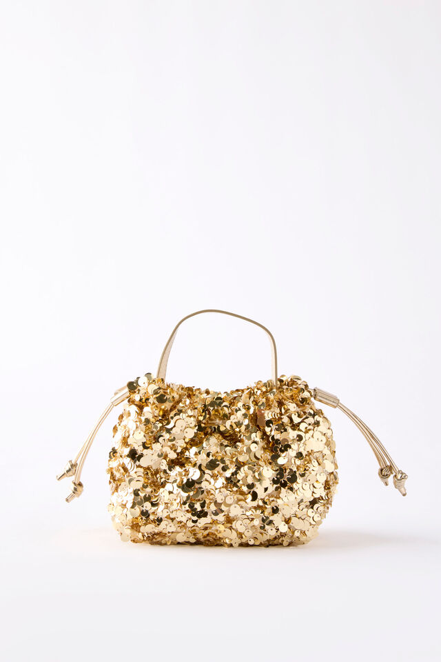 Sequin Scrunch Bag, GOLDY/SEQUIN