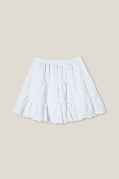 Hallie Tiered Skirt, WHITE