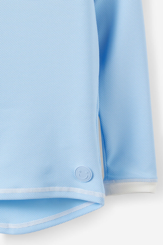 Flynn Long Sleeve Raglan Rash Vest, CLOUD BLUE/VANILLA