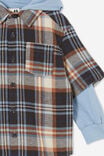 Rugged Long Sleeve Layered Shirt, DUSTY BLUE/COCO JUMBO PLAID - alternate image 4