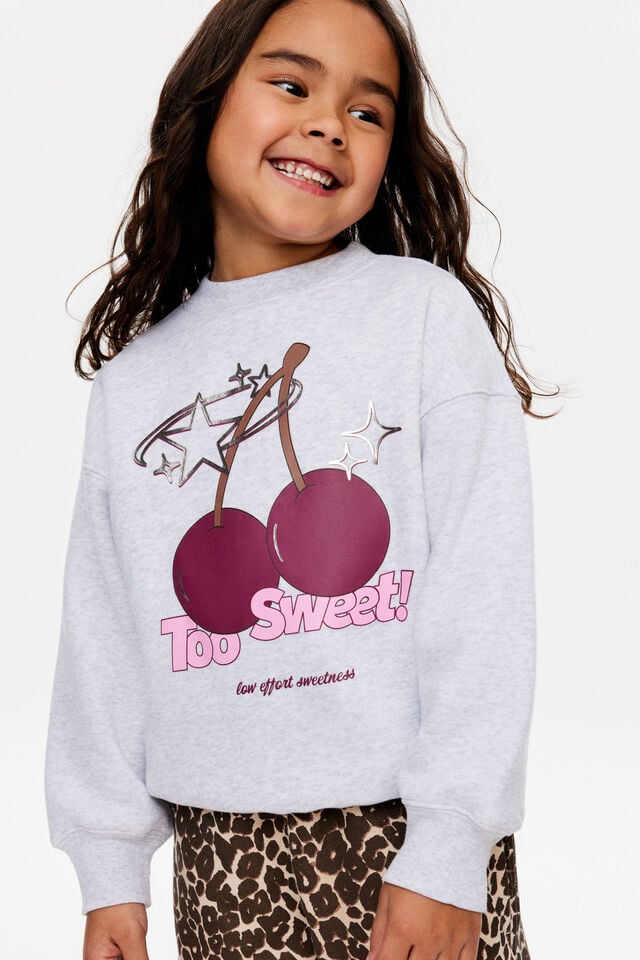 Sammy Oversized Crew, GREY MARLE/TOO SWEET