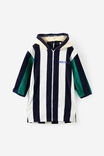 Kids Zip Thru Hooded Towel - Personalised, SQUID INK/CONTRAST STRIPES - example image 2