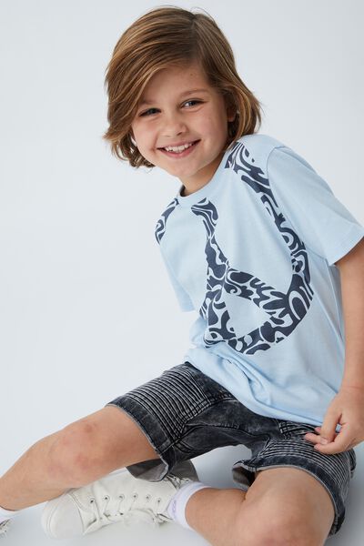Max Skater Short Sleeve Tee, FROSTY BLUE/SWIRL PEACE SIGN
