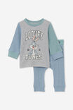 Pijamas - The Baby Waffle Pyjama Set Licensed, LCN WB DUSTY BLUE MARLE/BUGS BUNNY VARSITY - vista alternativa 1