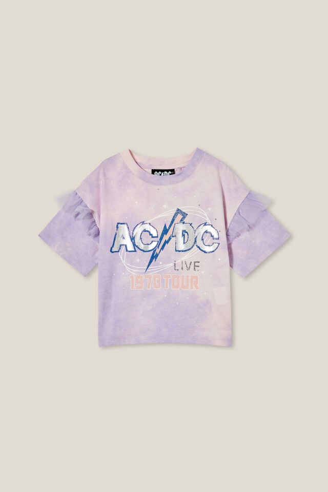 License Party Short Sleeve Top, LCN PER ACDC/VINTAGE LILAC TIE DYE