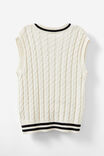 Kingsley Knit Vest, DARK VANILLA/CABLE STRIPE - alternate image 3