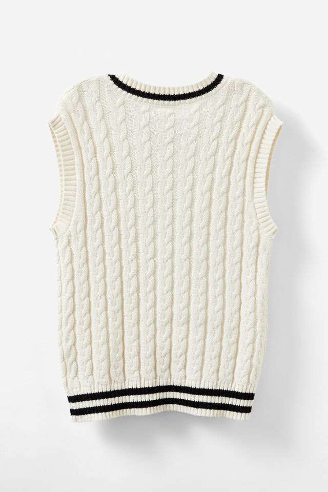 Kingsley Knit Vest, DARK VANILLA/CABLE STRIPE