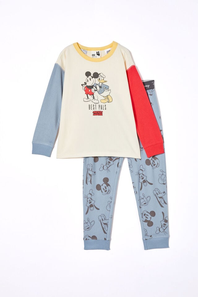 Mickey Mouse Chuck Long Sleeve Pyjama Set, LCN DIS DUSTY BLUE/MICKEY BFF