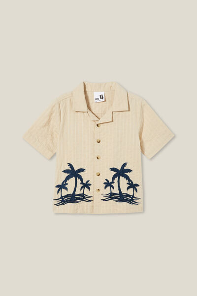 Cabana Short Sleeve Shirt, RAINY DAY/IN THE NAVY PALM