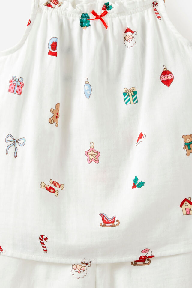 Kids Babydoll Family Xmas Pj Set, VANILLA/EVERYTHING CHRISTMAS