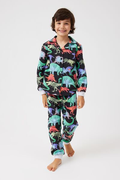 William Long Sleeve Pyjama Set, PHANTOM/GRADIENT DINOS