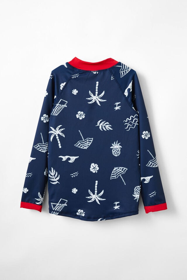 Flynn Long Sleeve Raglan Rash Vest, IN THE NAVY/BEACH