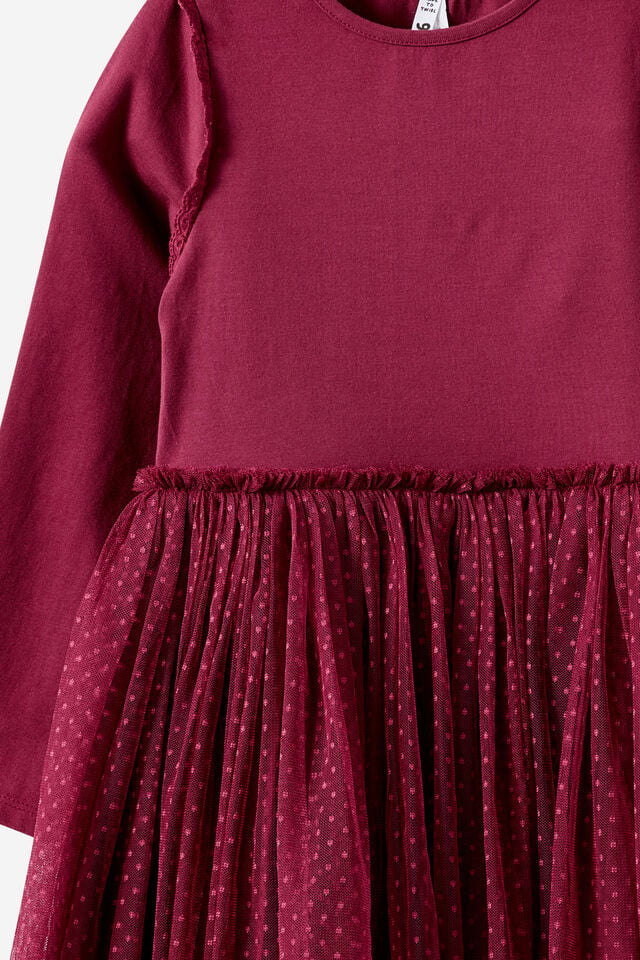 Eloise Long Sleeve Dress Up Dress, BERRY JAM