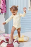 Lucy Long Sleeve Ruffle Back Swimsuit, LEMON SQUASH/FLORAL GINGHAM - example image 2
