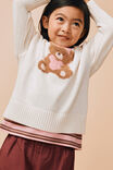 Soft Light Weight Knit Sweater, DARK VANILLA/BEAR HEART - example image 2