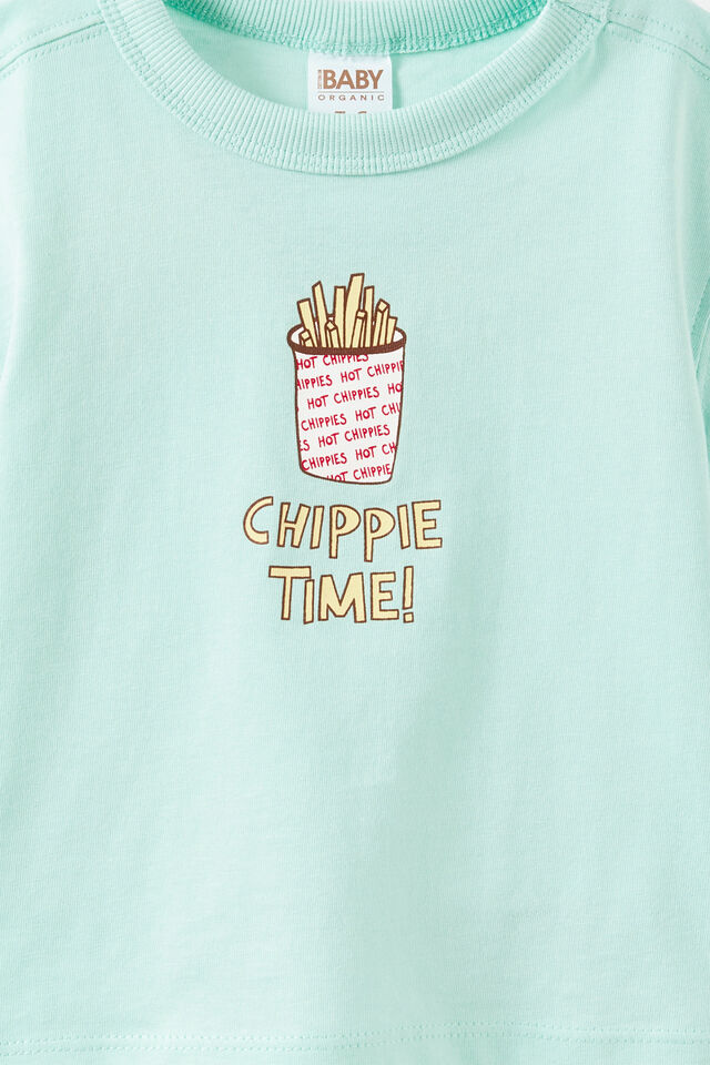 Baby Essential Short Sleeve Graphic Tee, SEA GLASS/CHIPPIE TIME