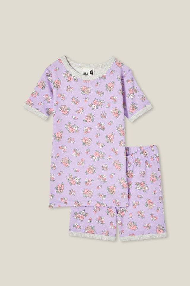 Talia Short Sleeve Pyjama Set, LILAC DROP/AVA DITSY FLORAL