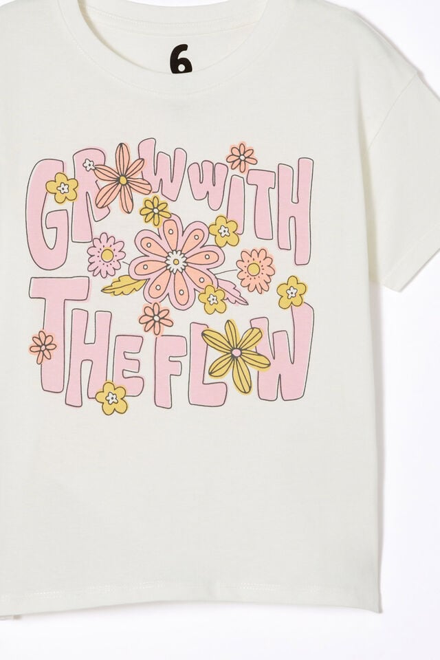 Poppy Short Sleeve Print Tee, VANILLA/GROW WITH THE FLOW