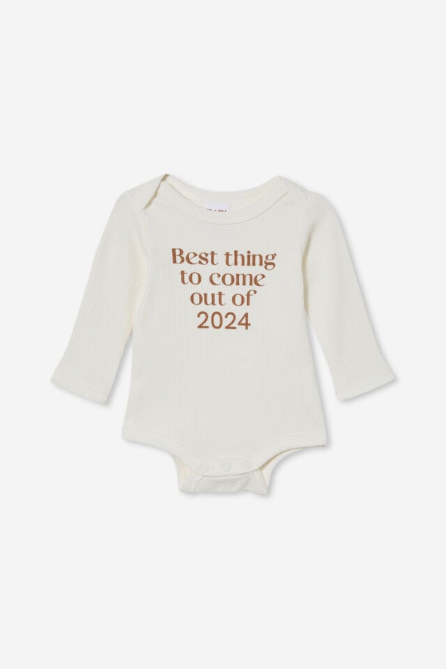 Organic Newborn Pointelle Long Sleeve Bubbysuit, MILK/BEST THING 2024