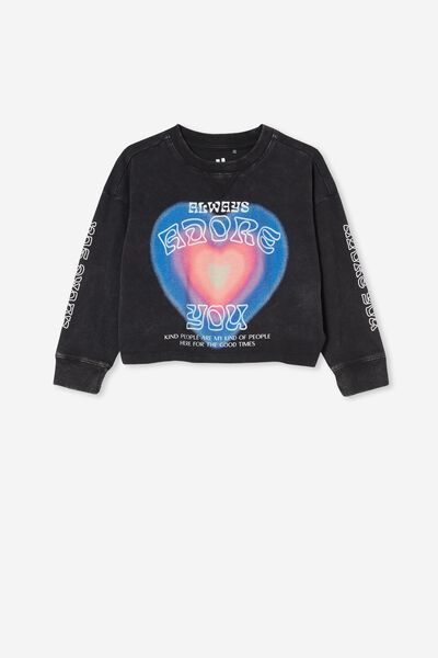Scout Cropped Long Sleeve Tee, BLACK WASH/ADORE
