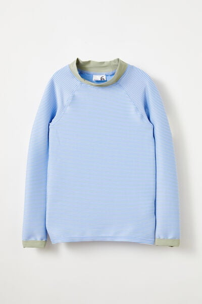 Flynn Long Sleeve Raglan Rash Vest, DUSK BLUE/VANILLA TEXTURE