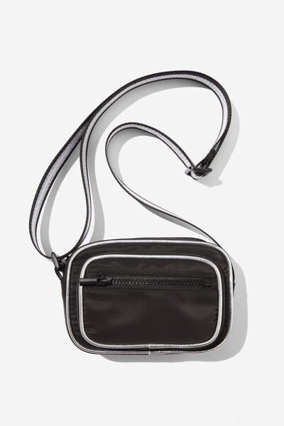 Ciara Cross Body Bag, BLACK/SILVER