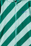 Kids Zip Thru Hooded Towel - Personalised, SEAGLASS/ENGLISH IVY DIAGONAL STRIPE - example image 2