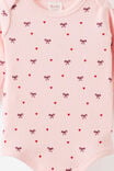 Organic Pointelle Long Sleeve Bubbysuit, POP PINK/BOWS & HEARTS - example image 2