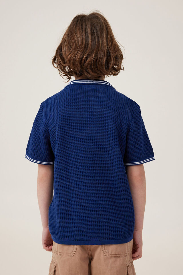 Knitted Short Sleeve Shirt, IN THE NAVY