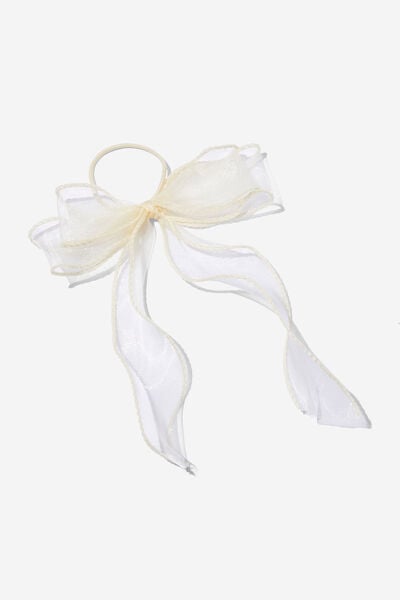 Bailee Bow Hair Tie, VANILLA/ORGANZA