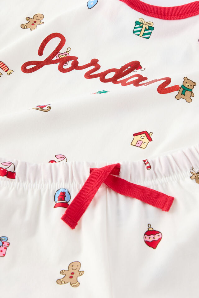 Kids Dreamdrift Family Xmas Pj Set Personalised, VANILLA/EVERYTHING CHRISTMAS