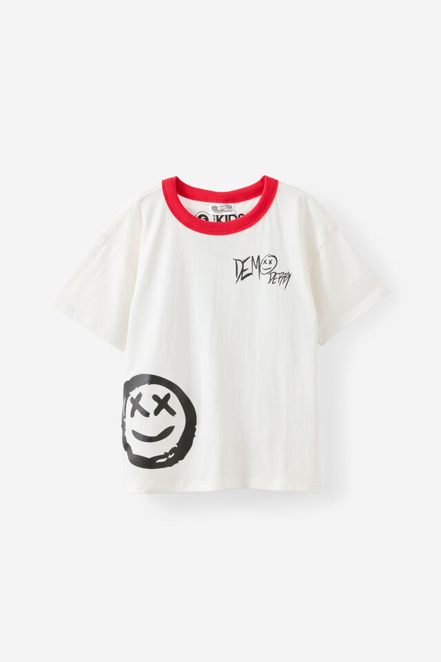 Hot Wheels Drop Shoulder Short Sleeve Tee, LCN MAT VANILLA/DEMO DERBY