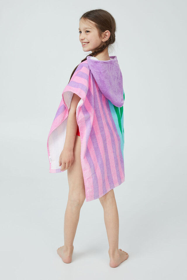 Kids Hooded Towel, COLOUR BLOCK STRIPE/UNICORN DREAMS