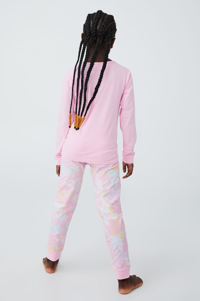 Florence Long Sleeve Pyjama Set Licensed, LCN MAT CALI PINK BARBIE SUNSHINE TIE DYE