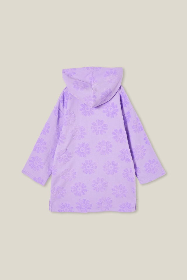 Kids Zip Thru Hooded Towel - Personalised, LILAC DROP/FLORAL