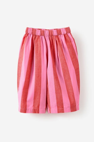 Baby Woven Barrel Pant, STRAWBERRY MILK/VARSITY RED STRIPE