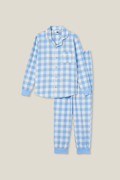 Wilson Long Sleeve Pyjama Set, DUSK BLUE/GINGHAM