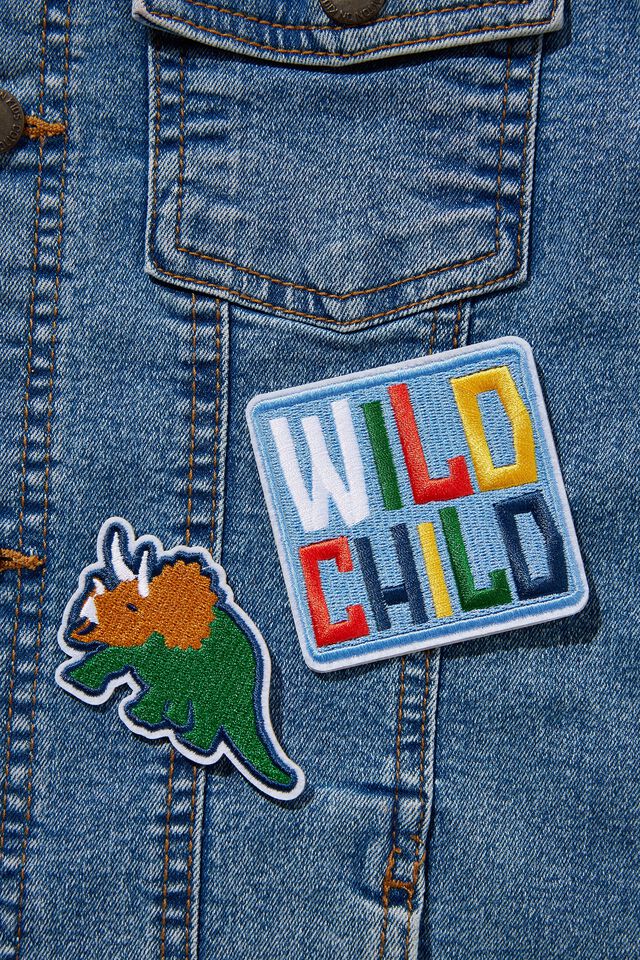 Kids 2 Pk Stick On Patches, WILD CHILD/DINO PATCHES