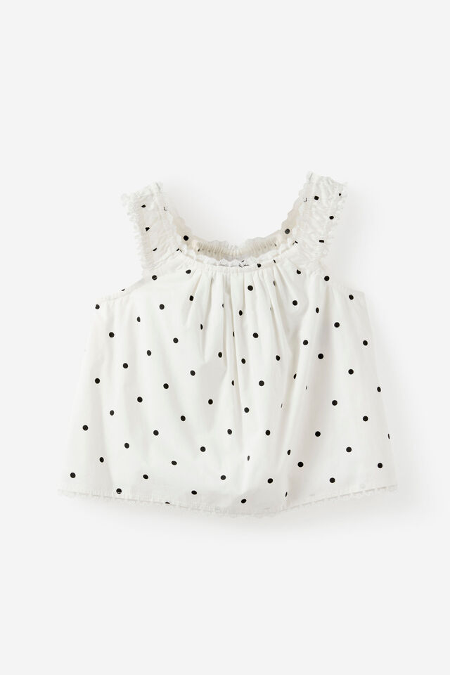 Gigi Babydoll Top, VANILLA/PHANTOM SPOT