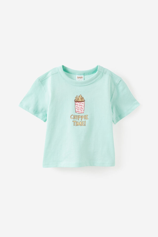 Baby Essential Short Sleeve Graphic Tee, SEA GLASS/CHIPPIE TIME