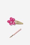 FLOWER BEAD CLIPS/PINK