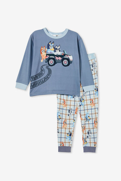 Chuck Long Sleeve Pyjama Set Licensed, LCN BLU STEEL/BLUEY ROAD TRIP