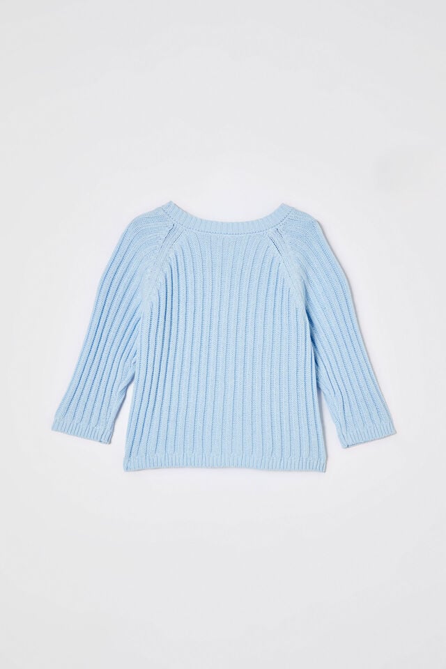 Organic Knit Cardigan, WHITE WATER BLUE