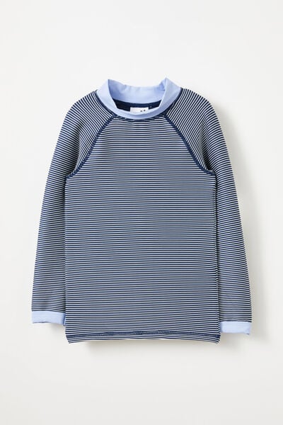 Flynn Long Sleeve Raglan Rash Vest, IN THE NAVY/VANILLA TEXTURE