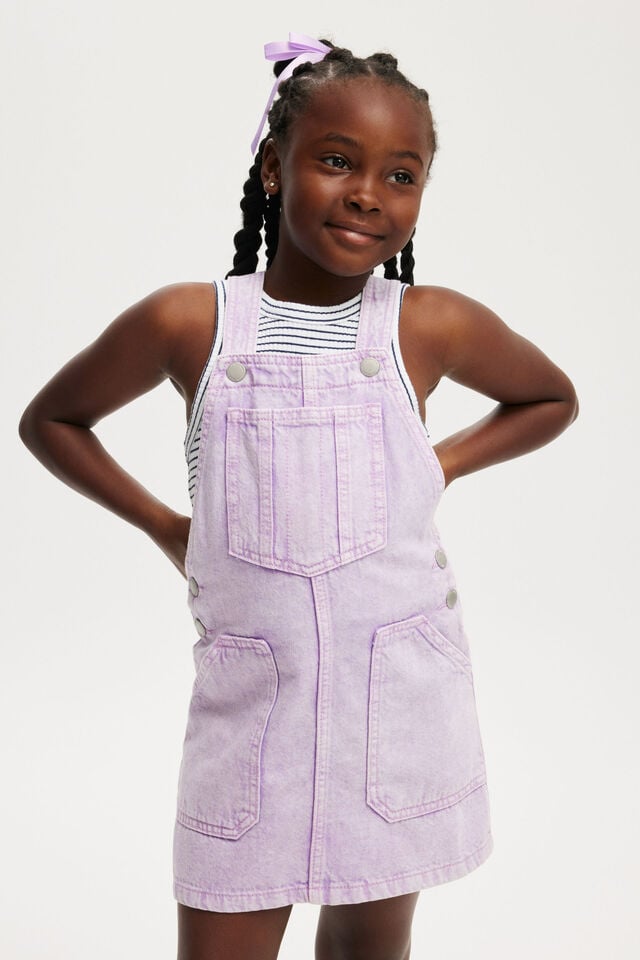 Alice Denim Pinafore, LILAC DROP/WASH