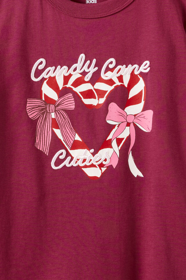 Essential Short Sleeve Graphic Tee, BERRY JAM/CANDY CANE CUTIES
