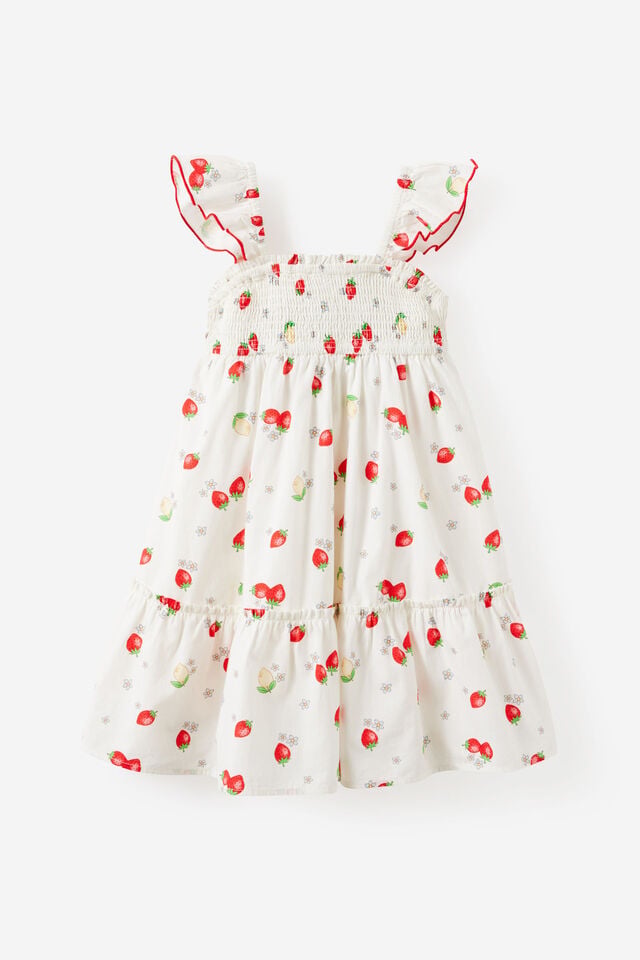Gigi Flutter Sleeve Dress, VANILLA/STRAWBERRY LEMONS