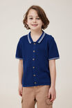 Knitted Short Sleeve Shirt, IN THE NAVY - alternate image 1